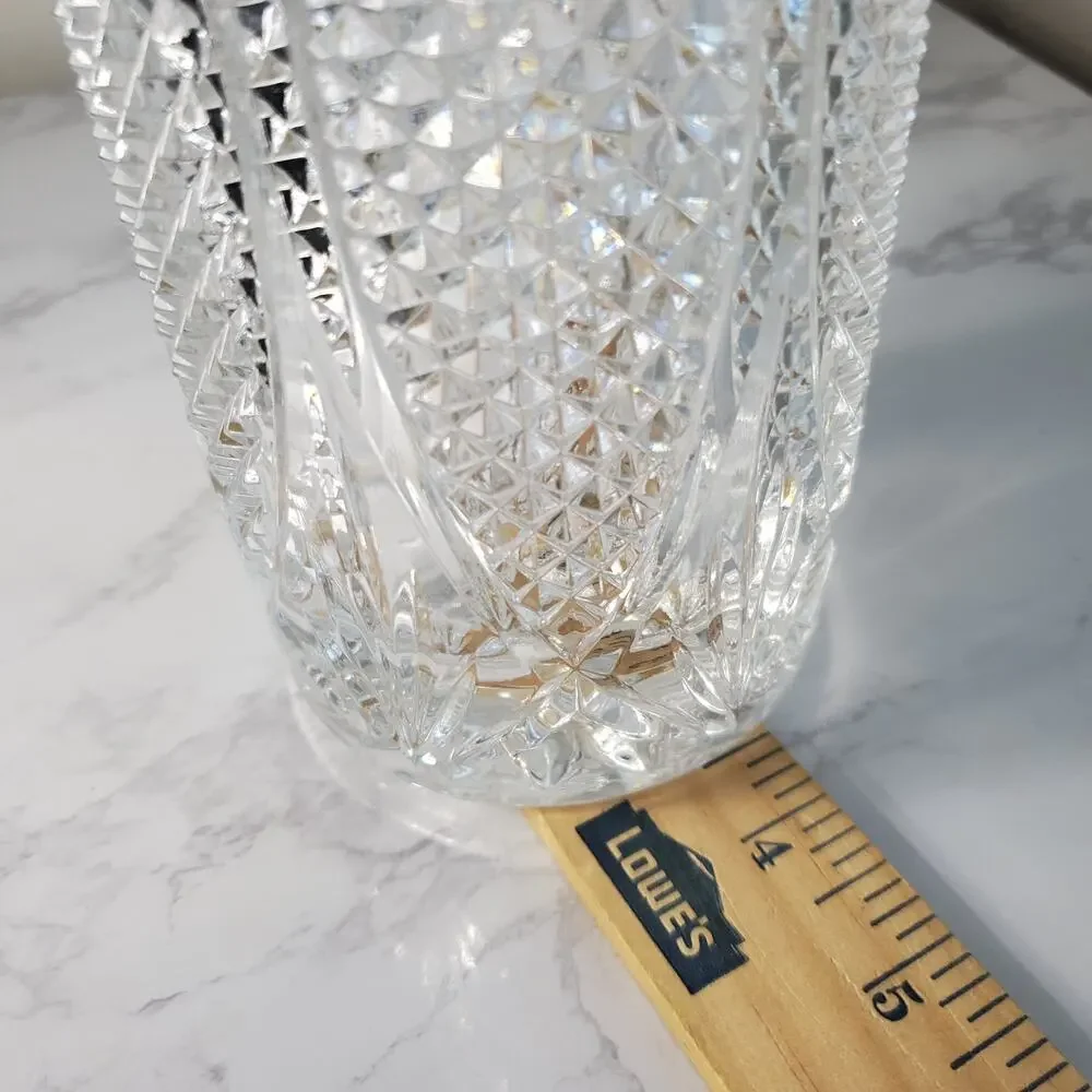 Vintage Royal Crystal Rock Dorico 24% Lead Crystal Vase RCR Italy Heavy Hob Nail